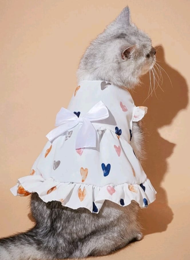Vestido para Mascotas Estampado Corazones
