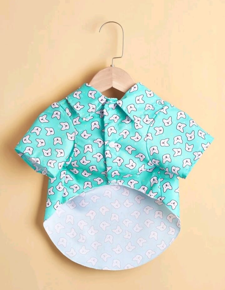 Camisa para Perros Estampado Caritas - Aguamarina