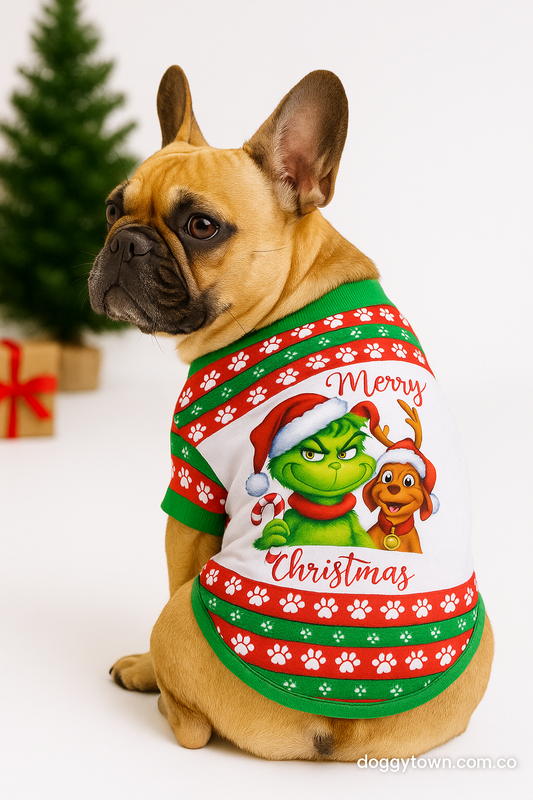 Camiseta del Grinch Navideña para Perros y Gatos