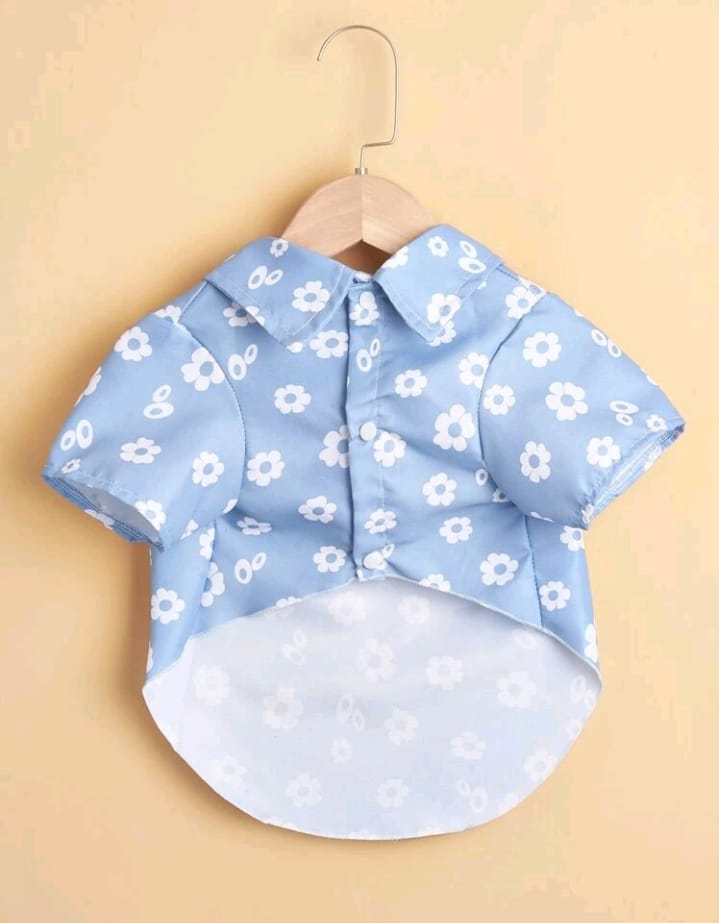 Camisa para Perro Estampado Flores - Azul