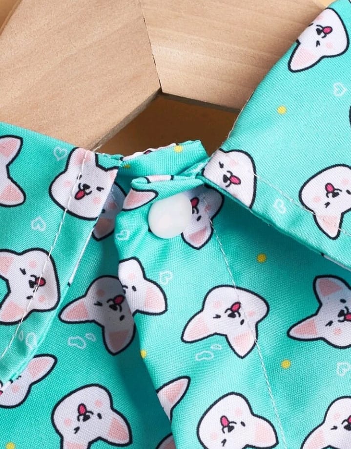 Camisa para Perros Estampado Caritas - Aguamarina